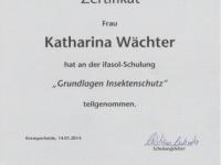 Zertifikat "Grundlagen Insektenschutz" Katharina Wächter
