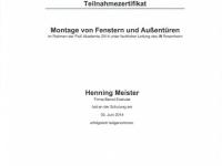 Teilnahmezertifikat Henning Meister