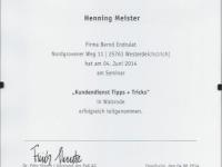 Zertifikat Henning Meister
