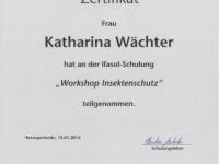 Zertifikat "Insektenschutz" Katharina Wächter