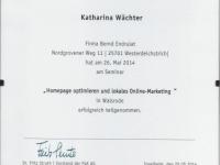 Zertifikat "Marketing" Katharina Wächter