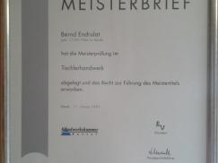 Meisterbrief Bernd Endrulat