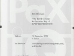 Zertifikat "Energiesparen" Bernd Endrulat 