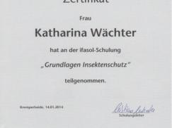 Zertifikat "Grundlagen Insektenschutz" Katharina Wächter