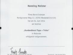 Zertifikat Henning Meister