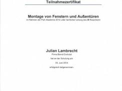 Teilnehmerzertifikat Julian Lambrecht 