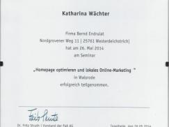 Zertifikat "Marketing" Katharina Wächter
