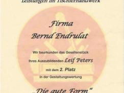 Urkunde "Anerkennung für besondere Leistungen"