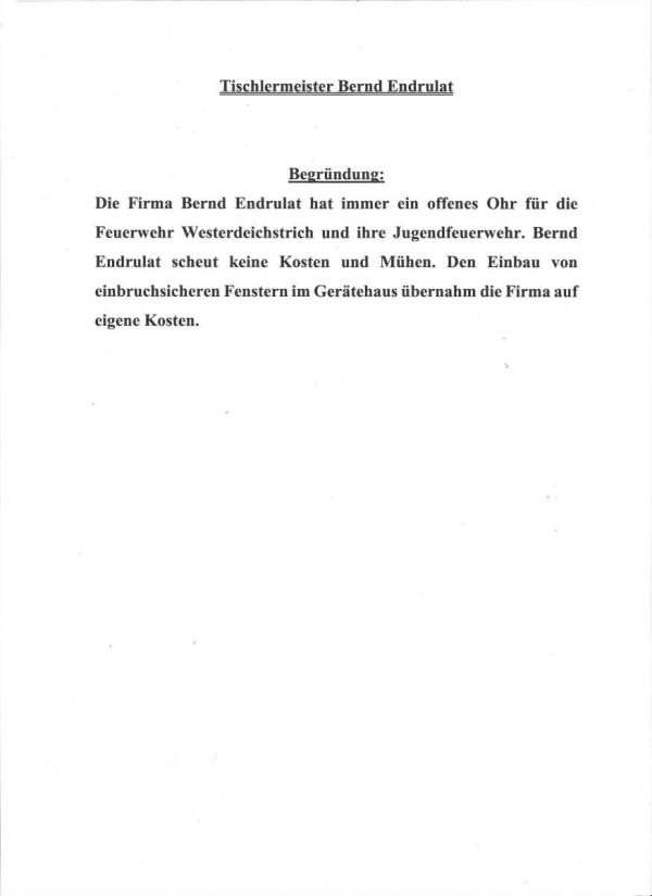 Begründung für Partnerschaft mit der Feuerwehr