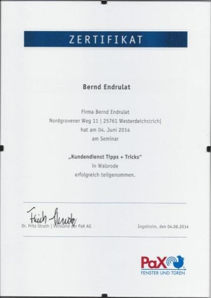 Zertifikat Bernd Endrulat