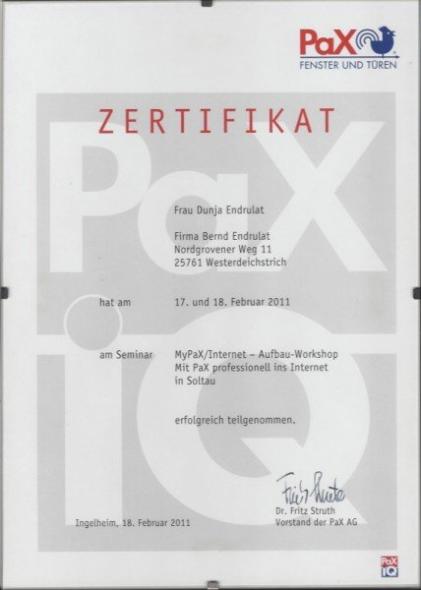 Zertifikat Dunja Endrulat