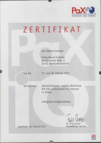 Zertifikat Bernd Endrulat