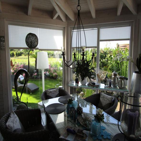 Innenansicht Fenster für Wintergarten mit Plissee