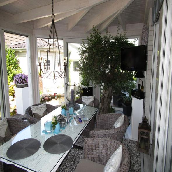 Innenansicht Fenster für Wintergarten mit weißem Rahmen 